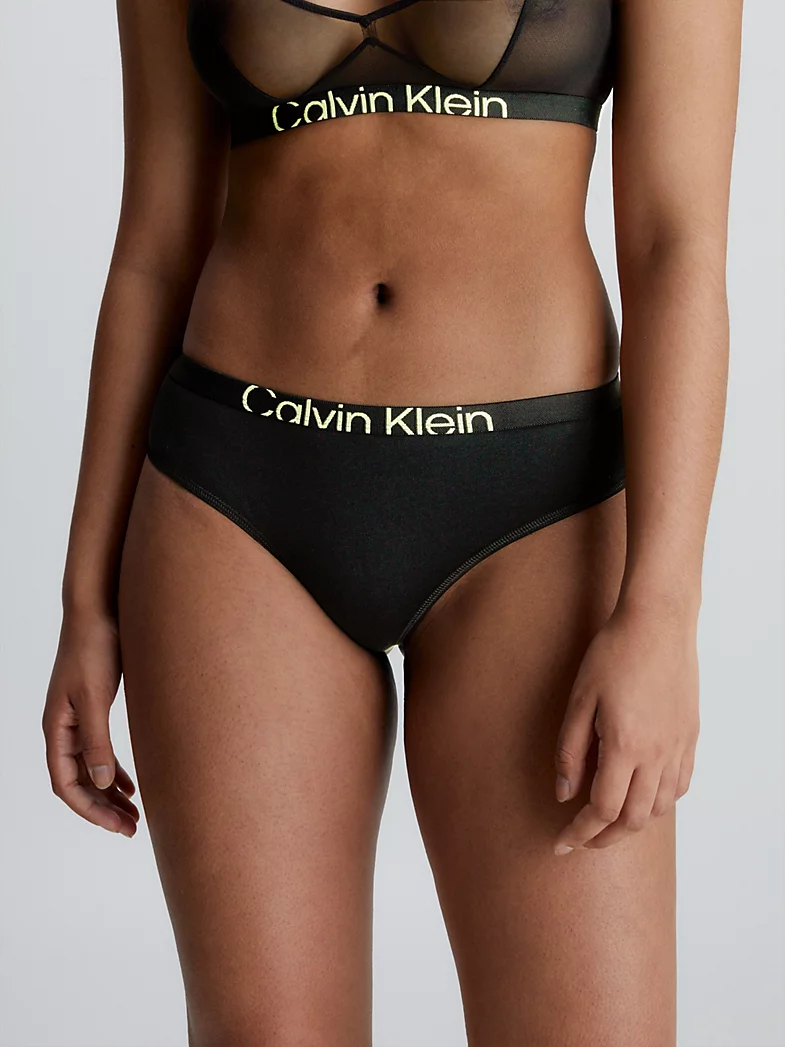 Calvin Klein High Leg Tanga Future Shift Black/Sunny Lime – voilà.id