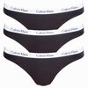 Γυναικεία String Calvin Klein - Μαύρα - λευκό λάστιχο - 3 pack