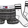 Ανδρικό Gift Pack Tommy Hilfiger - Μαύρο Boxer all over logo - Λευκές κάλτσες