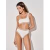 Γυναικείο Lida Σετ Μαγιό - Λευκό μπικίνι - Crop top με έναν ώμο - Ψηλόμεσο Slip - Regular Fit - Lycra
