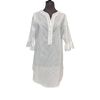 Lida Γυναικείο Beachwear - 3/4 μανίκι - Λευκό - Βαμβακερό - Μαό Γιακά