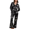Γυναικεία πυτζάμα Lida - Μαύρο Σατέν - Floral - Homewear SetΓυναικεία πυτζάμα Lida - Μαύρο Σατέν - Floral - Homewear Set