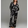 Γυναικεία πυτζάμα Lida - Μαύρο Σατέν - Floral - Homewear Set
