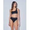 Lida Σετ Μαγιό - Μαύρο μπικίνι - Crop top με έναν ώμο - Ψηλόμεσο - Slip - Lycra - Regular Fit