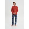 Ανδρική πυτζάμα Vamp - Κόκκινη - Μπλε - Homewear Set - Cotton