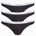 Γυναικεία String Calvin Klein - Μαύρα - λευκό λάστιχο - 3 pack
