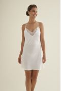 Γυναικείο νυφικό νυχτικό Promise - Λευκό - Σατέν - Regular Fit - Polyester