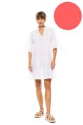 Γυναικείο Beachdress Pink Label -  Φόρεμα με κοφτό κέντημα - Coral - Regular Fit - Cotton