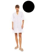 Γυναικείο Beachdress Pink Label -  Φόρεμα με κοφτό κέντημα - Μαύρο- Regular Fit - Cotton