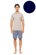 Ανδρική Καλοκαιρινή Πυτζάμα Ulisse - Yacht Blue - V-NECK - Print - Κοντό μανίκι - Cotton