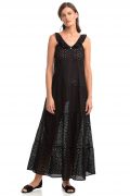 Γυναικείο φόρεμα καλοκαιρινό Vamp - Κοφτό κέντημα - Beachwear Μαύρο