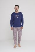Ανδρική πυτζάμα Noidinotte - Μπλε print - Καρό παντελόνι - Regular Fit - Cotton