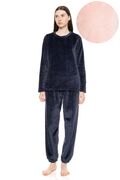 Γυναικεία Πυτζάμα Pink Label - Ροζ - Βελουτέ - Polyester - Regular Fit