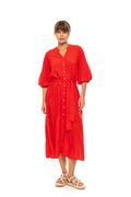 Γυναικείο Beachdress Pink Label - Σεμιζιέ Μακρύ Φόρεμα - Κόκκινο - Viscose