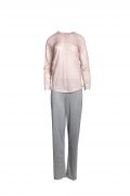Γυναικεία Πυτζάμα Pink Label - Σομόν μπλούζα - Γκρι παντελόνι