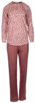 Γυναικεία Πυτζάμα Pink Label - Κόκκινη μπλούζα σχέδιο - Κεραμιδί παντελόνι - Βαμβακερή