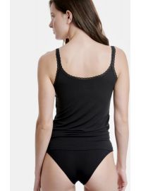 Γυναικείο φανελάκι Walk - Μαύρο Top bamboo με λεπτή τιράντα - Δαντέλα