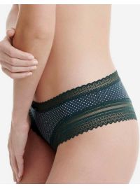 Γυναικείο brazil slip Walk - Πετρόλ Brief από ίνες bamboo - Δαντέλα