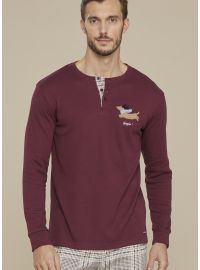 Ανδρική πυτζάμα Noidinotte - Βουργουνδί - Καρό παντελόνι