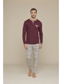 Ανδρική πυτζάμα Noidinotte - Βουργουνδί - Καρό παντελόνι