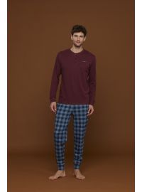 Ανδρική πυτζάμα Noidinotte - Βουργουνδί - Μπλε καρό