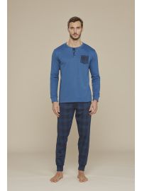 Ανδρική πυτζάμα Noidinotte - Μπλε - Καρό παντελόνι