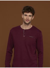 Ανδρική πυτζάμα Noidinotte - Μπορντό - Γκρι ψαροκόκαλο