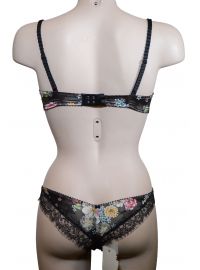 Σετ Σουτιέν Prelude Balconette & Brazil - Σατέν μαύρο φλοράλ - Δαντέλα - C cup