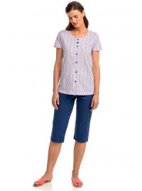 Γυναικεία πυτζάμα  Vamp - Φλοράλ - Κάπρι μπλε παντελόνι