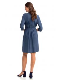 Γυναικεία ρόμπα Vamp - Σταυρωτή - 3/4 μανίκι - Μπλε δαντέλα