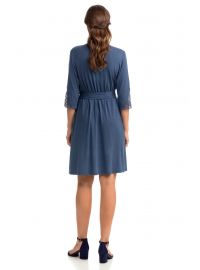 Γυναικεία ρόμπα Vamp - Σταυρωτή - 3/4 μανίκι - Μπλε δαντέλα