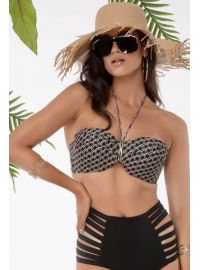 Μαγιό Strapless Rock Club - Bikini μαύρο - Μεγάλο στήθος - Cup D