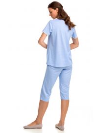 Γυναικεία πυτζάμα  Vamp - Γαλάζιο πουά - Κάπρι παντελόνι
