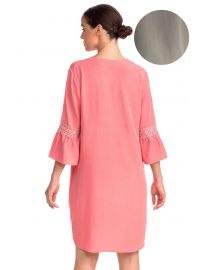 Γυναικείο φόρεμα Vamp - Λαδί καφτάνι - Μανίκι 3/4