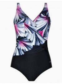 Γυναικείο ολόσωμο μαγιό Naturana - Κρουαζέ μαύρο - Plus size - Cup D E