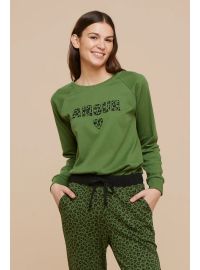 Γυναικεία πυτζάμα Noidinotte - Πράσινη - Animal Print παντελόνι - Βελούδο