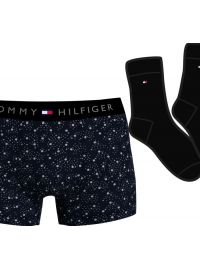Ανδρικό Gift Pack Tommy Hilfiger - Μαύρο Boxer all over print - Μαύρες κάλτσες