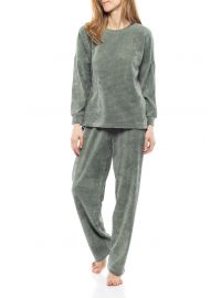 Γυναικεία Πυτζάμα Pink Label - Λαδί - Βελουτέ