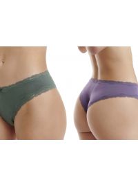 Γυναικείο brazil slip Walk - Brief από ίνες bamboo - Δαντέλα - 2 pack