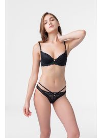 Γυναικείο Brazilian Slip Dorina ESME - Μαύρο - Διαφάνεια και δαντέλα