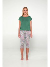Γυναικεία πυτζάμα  Vamp - Κάπρι Eμπριμέ - Πράσινη μπλούζα