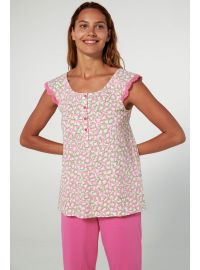 Γυναικεία πυτζάμα Vamp - Print καρδιές - Αμάνικη - Σορτσάκι