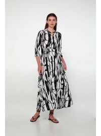 Γυναικείο Beachwear Vamp - Ασπρόμαυρο print - Maxi σεμιζιέ φόρεμα