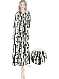 Γυναικείο Beachwear Vamp - Ασπρόμαυρο print - Maxi σεμιζιέ φόρεμα