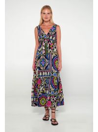 Γυναικείο Beachwear Vamp - Μαύρο εμπριμέ - Maxi Καλοκαιρινό φόρεμα