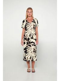 Γυναικείο Beachwear Vamp - Τροπικό print - Maxi φόρεμα - Κοντομάνικο