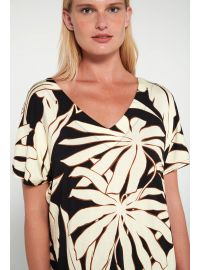 Γυναικείο Beachwear Vamp - Τροπικό print - Maxi φόρεμα - Κοντομάνικο