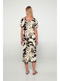 Γυναικείο Beachwear Vamp - Τροπικό print - Maxi φόρεμα - Κοντομάνικο