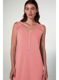 Γυναικείο νυχτικό Vamp - Midi - Pink Glow με τιράντα - Μεγάλα μεγέθη