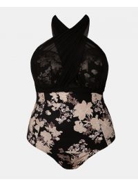 Γυναικείο Plus Size μαγιό ολόσωμο Rock Club - Peony print - Πολυμορφικό - Cup E F